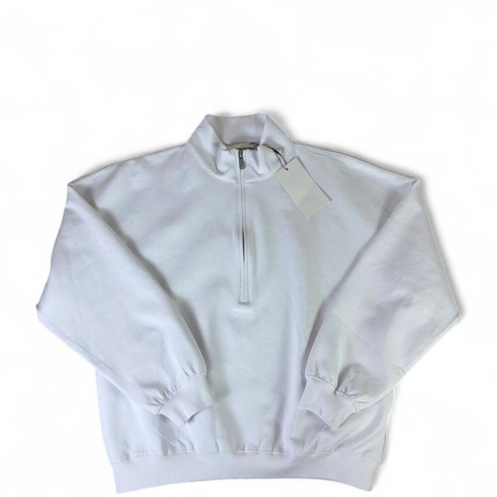 NWT Preppy Zara White Quarter Zip Sweatshirt